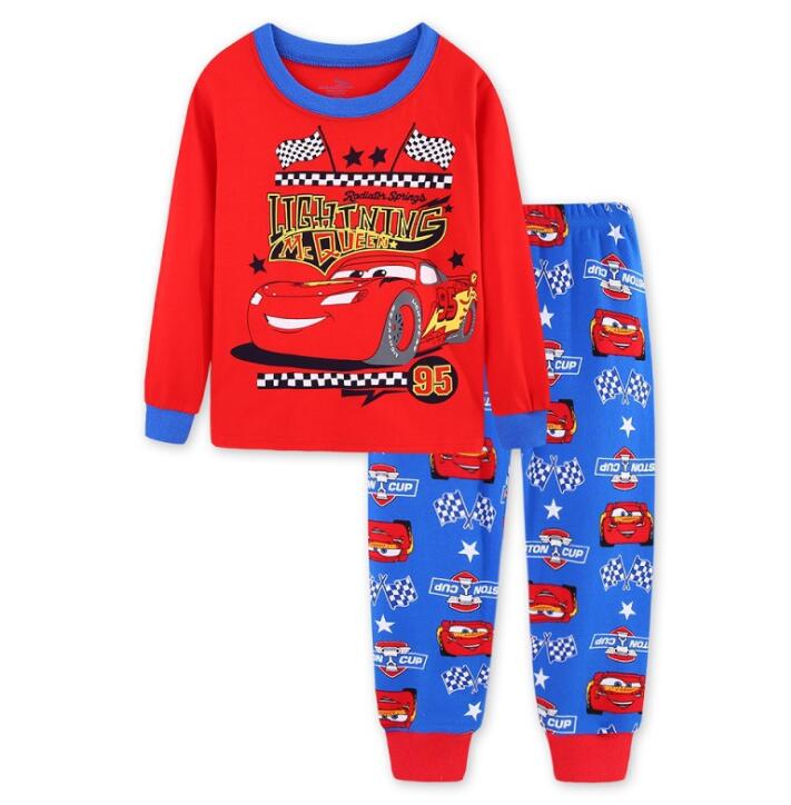 Conjuntos de pijamas infantis para bebes meninas e meninos Lightning Mcqueen pijamas roupas de algodao 95 carros de densenho