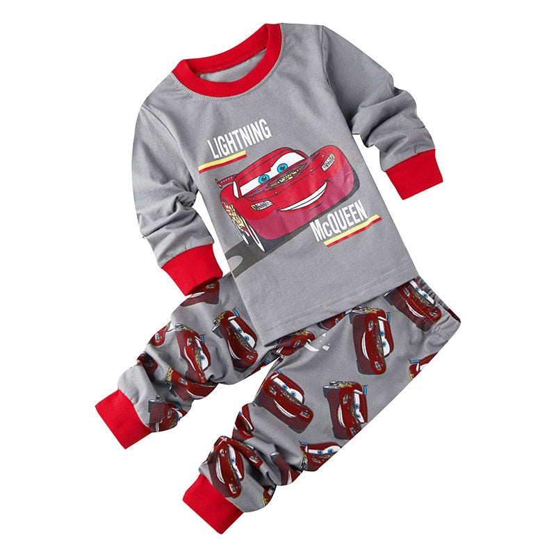 Conjuntos de pijamas infantis para bebes meninas e meninos Lightning Mcqueen pijamas roupas de algodao 95 carros de densenho