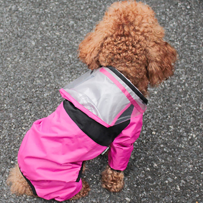 Capa de chuva para cães de estimação Macacão com capuz tranparente para cães Casaco dágua  Roupas resistentes a agua para cães Gatos.