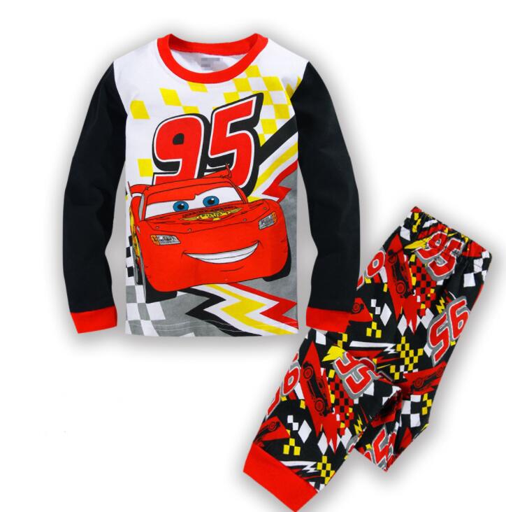 Conjuntos de pijamas infantis para bebes meninas e meninos Lightning Mcqueen pijamas roupas de algodao 95 carros de densenho