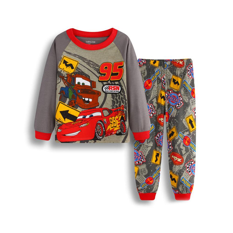 Conjuntos de pijamas infantis para bebes meninas e meninos Lightning Mcqueen pijamas roupas de algodao 95 carros de densenho