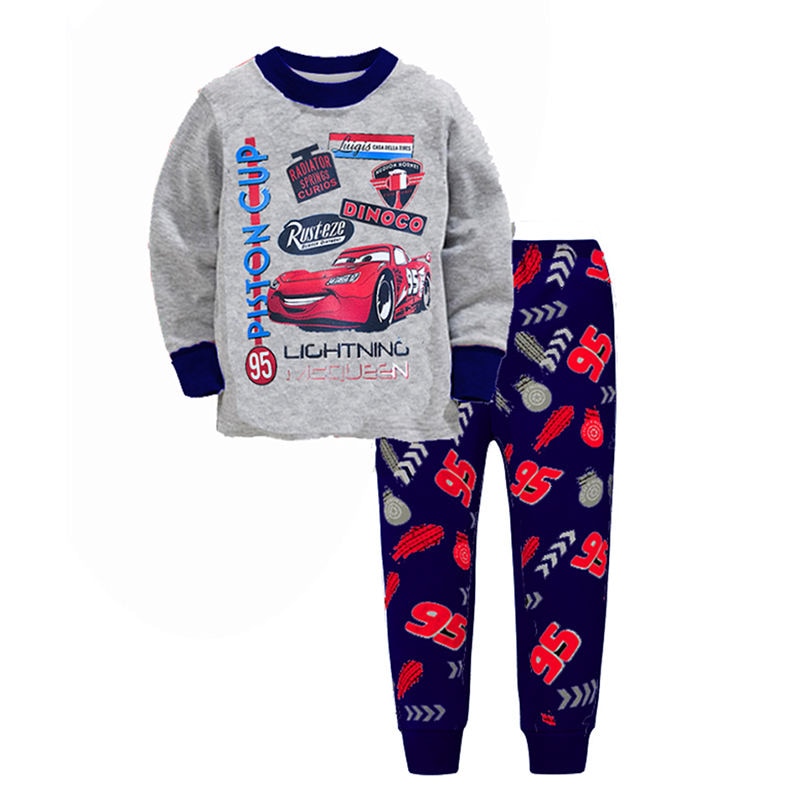 Conjuntos de pijamas infantis para bebes meninas e meninos Lightning Mcqueen pijamas roupas de algodao 95 carros de densenho