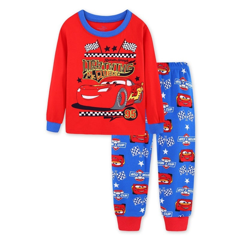 Conjuntos de pijamas infantis para bebes meninas e meninos Lightning Mcqueen pijamas roupas de algodao 95 carros de densenho