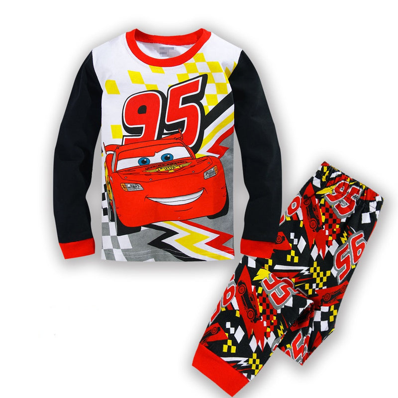 Conjuntos de pijamas infantis para bebes meninas e meninos Lightning Mcqueen pijamas roupas de algodao 95 carros de densenho