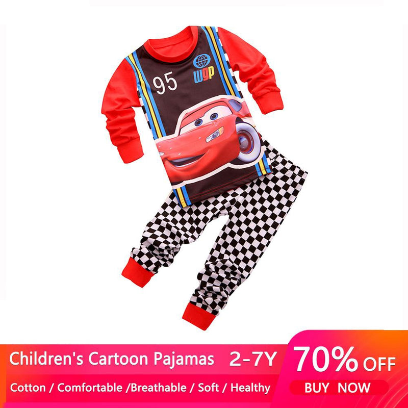 Conjuntos de pijamas infantis para bebes meninas e meninos Lightning Mcqueen pijamas roupas de algodao 95 carros de densenho