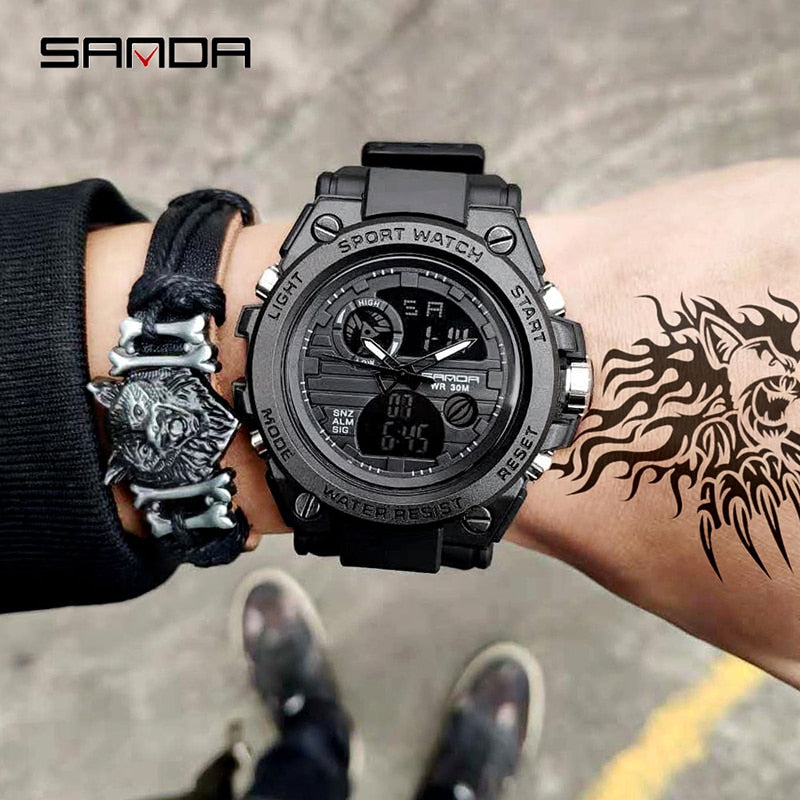 SANDA Marca G estilo relogio digital masculino shock relogios esportivos militares moda relogio Eletronico a prova D agua Relogios Masculino.