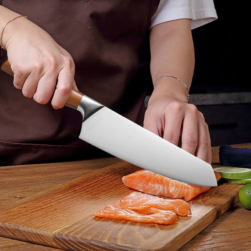 Conjunto de faca de chef de cozinha japonesa profissional para carne,peixe,corte de legumes,cortador de aço inoxidavel,