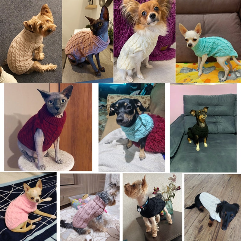 Camisolas de cachorrinhos para cães pequenos e medios, roupas de inverno para animais, gola alta,chihuahua,colete macio,jaqueta de pelucia