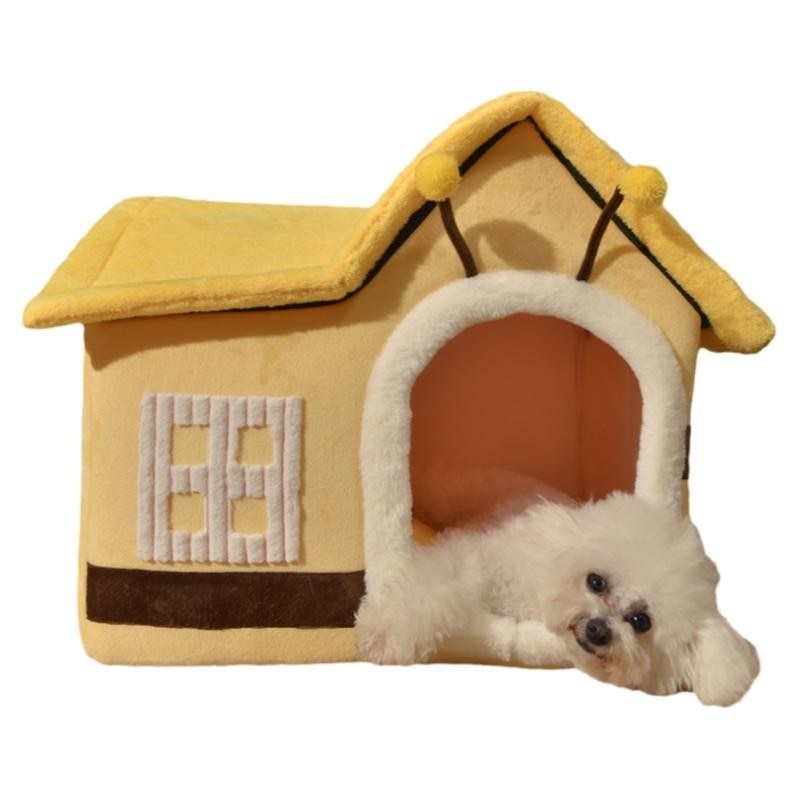 Dobravel casa de cachorro canil tapete de cama para cães pequenos e medios gatos inverno quente cama de gato ninho produto para animais de estimação.