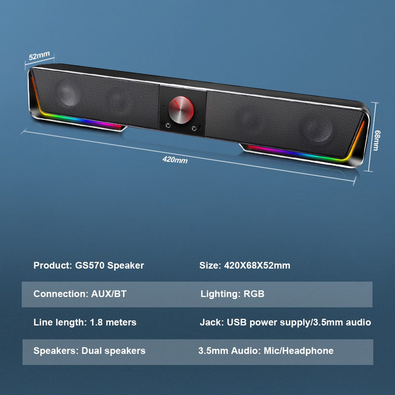 Redragon gs570 darknets suporte bluetooth sem fio aux 3.5 surrond rgb alto-falantes coluna barra de som para alto-falantes de computador pc.