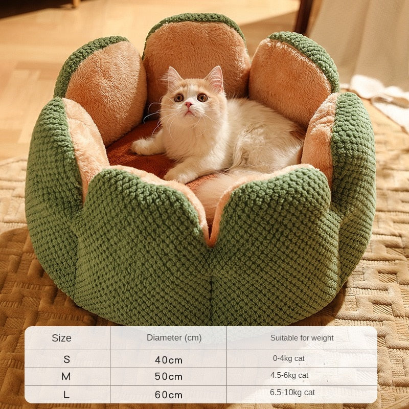 Cama para gatos Camas para cães em forma de petela canil inverno quente casa para gatinhos Cesta redonda de pelucia macia para animais de estimação.