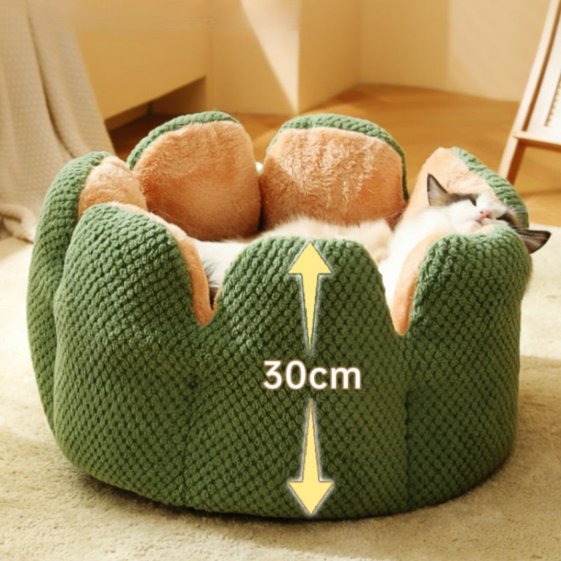 Cama para gatos Camas para cães em forma de petela canil inverno quente casa para gatinhos Cesta redonda de pelucia macia para animais de estimação.