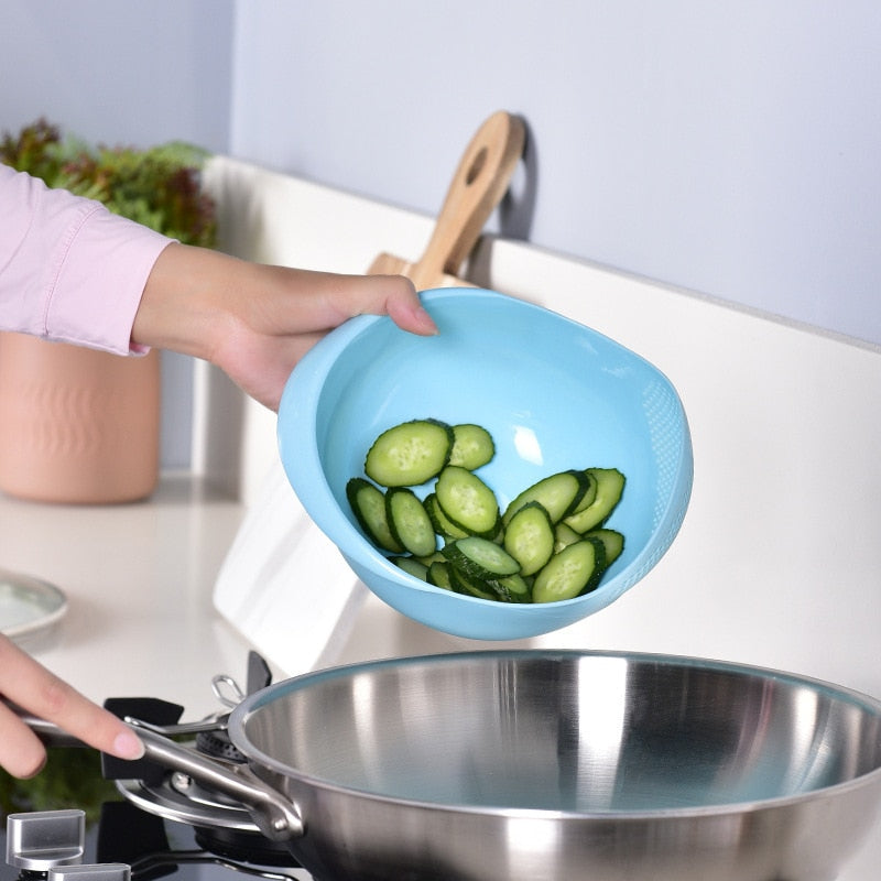 Peneira de arroz coador de plastico cesta de ralo cozinha com alças