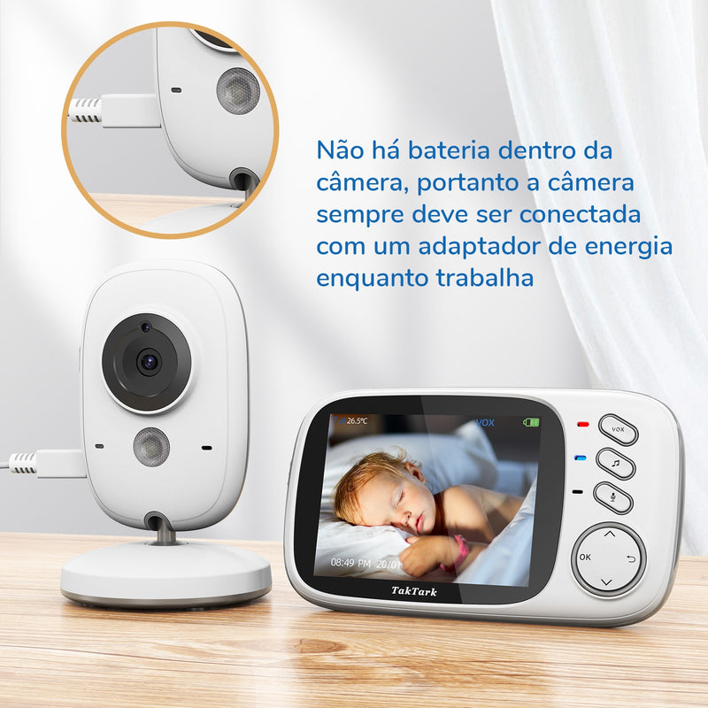 Monitor de bebe colorido de video sem fio de 3,2 polegadas Camera de segurança baba de alta Resolução com visão notuna.