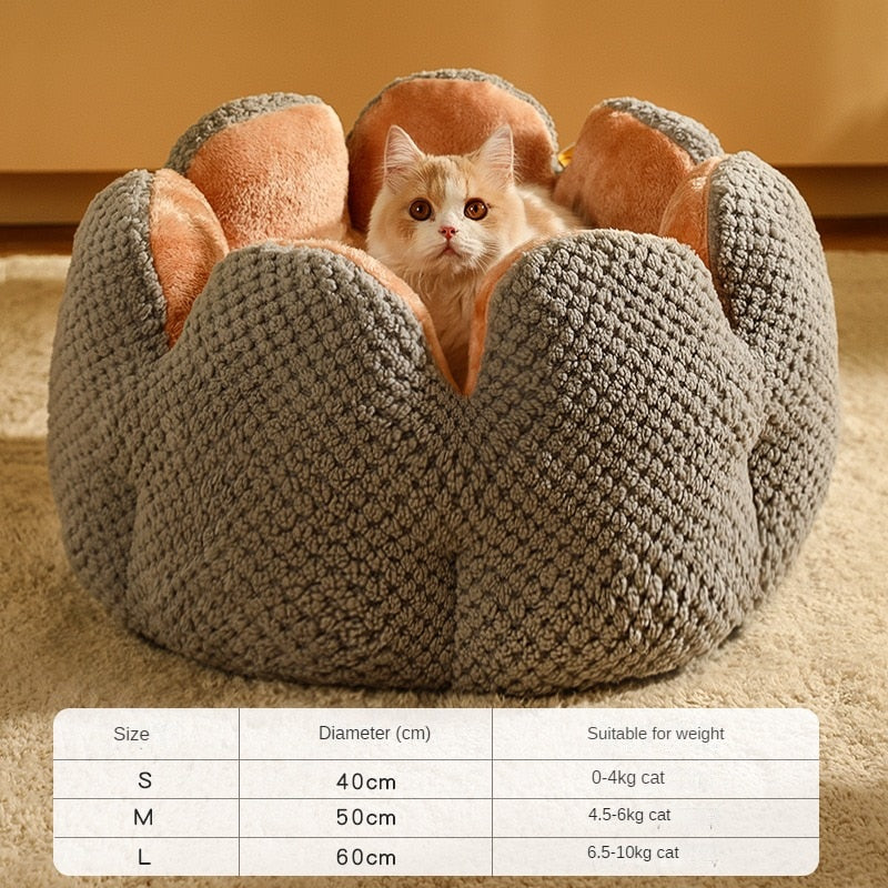 Cama para gatos Camas para cães em forma de petela canil inverno quente casa para gatinhos Cesta redonda de pelucia macia para animais de estimação.