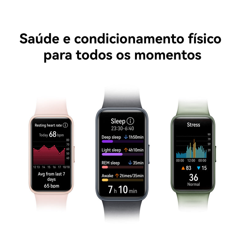 Banda inteligente HUAWEI Band 8, design ultrafino, bateria de 14 dias carregamento rapido, resposta rapido de feedback, compativel com IOS.