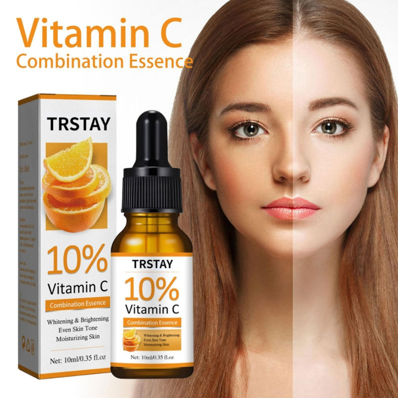 Serum de vitamina C clareamento facial Serum facial com acido hialuronico removedor de manchas escuras Cuidados com pele.