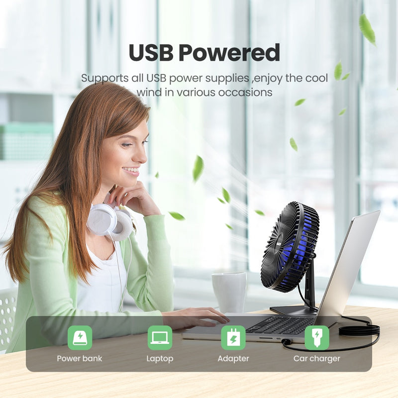 Produtos Ventilador de mesa GAIATOP USB com ajuste de rotação de 90 ° Ventilador de resfriamento portátil 4 velocidades ultra silencioso