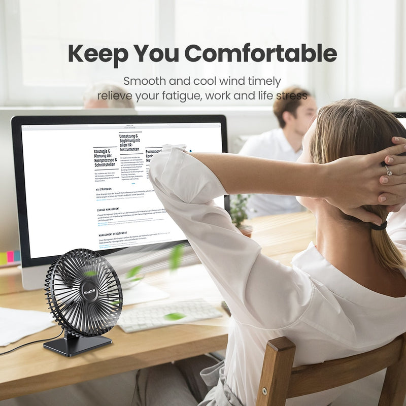 Produtos Ventilador de mesa GAIATOP USB com ajuste de rotação de 90 ° Ventilador de resfriamento portátil 4 velocidades ultra silencioso