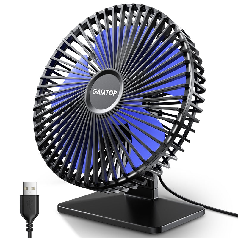 Produtos Ventilador de mesa GAIATOP USB com ajuste de rotação de 90 ° Ventilador de resfriamento portátil 4 velocidades ultra silencioso