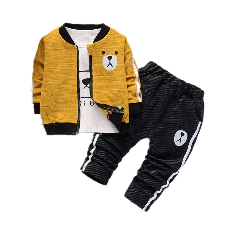 Conjunto de roupas de bebe menino moda algodao com capuz tops mais calças 3 peças