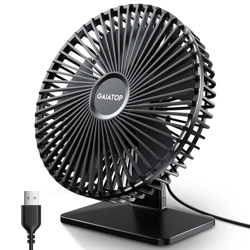 Produtos Ventilador de mesa GAIATOP USB com ajuste de rotação de 90 ° Ventilador de resfriamento portátil 4 velocidades ultra silencioso