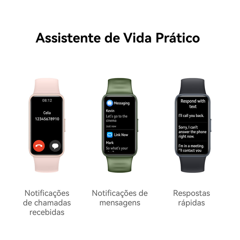 Banda inteligente HUAWEI Band 8, design ultrafino, bateria de 14 dias carregamento rapido, resposta rapido de feedback, compativel com IOS.