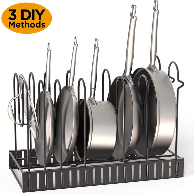 Rack organizador de panelas e frigideiras ajustaveis de 8 camadas 3 metodos de bricolage panelas de metal Rack de cozinha