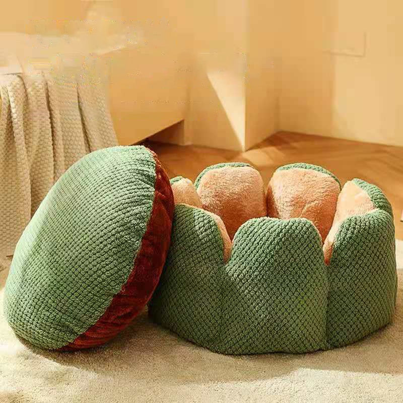 Cama para gatos Camas para cães em forma de petela canil inverno quente casa para gatinhos Cesta redonda de pelucia macia para animais de estimação.