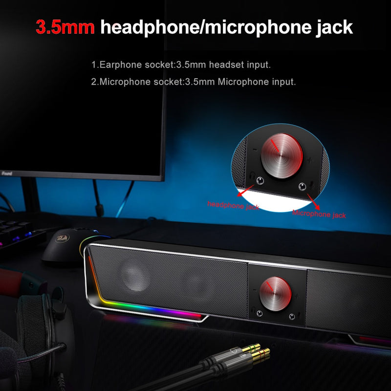 Redragon gs570 darknets suporte bluetooth sem fio aux 3.5 surrond rgb alto-falantes coluna barra de som para alto-falantes de computador pc.