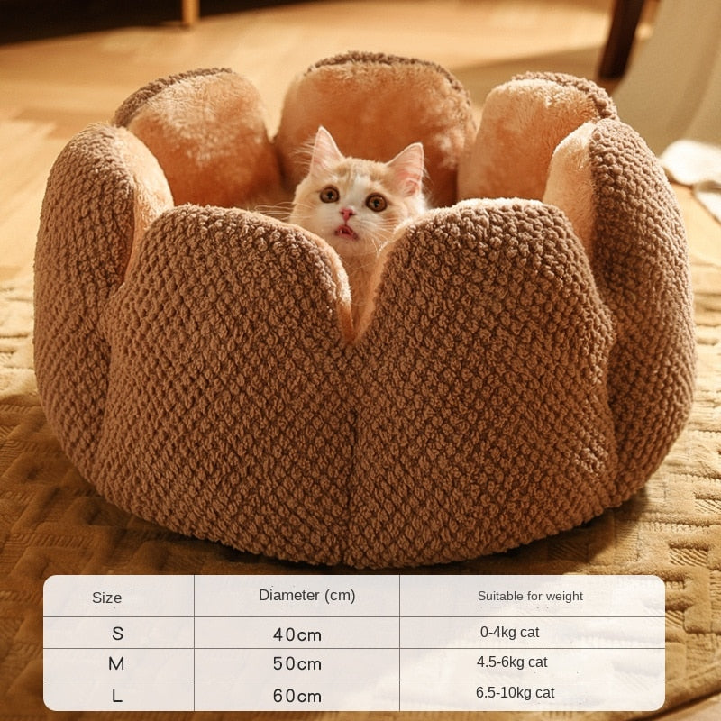 Cama para gatos Camas para cães em forma de petela canil inverno quente casa para gatinhos Cesta redonda de pelucia macia para animais de estimação.