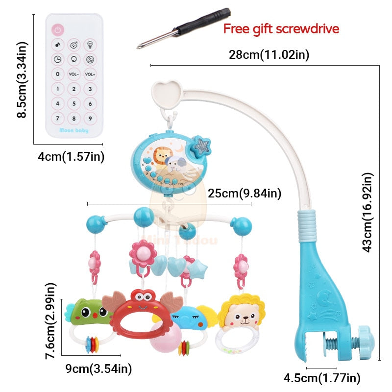 Brinquedo chocalho movel para berço de bebe de 0-12 meses,projetor musical rotativo,luz noturna,cama,sino,educacional,