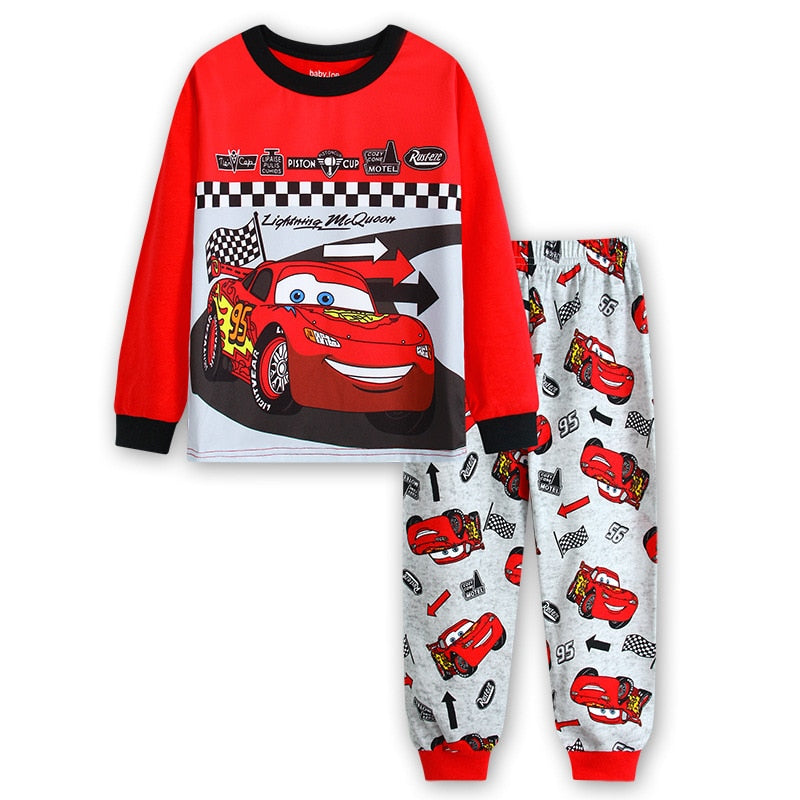 Conjuntos de pijamas infantis para bebes meninas e meninos Lightning Mcqueen pijamas roupas de algodao 95 carros de densenho