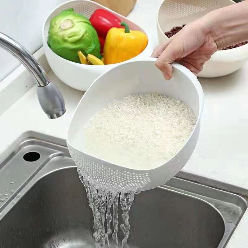 Peneira de arroz coador de plastico cesta de ralo cozinha com alças