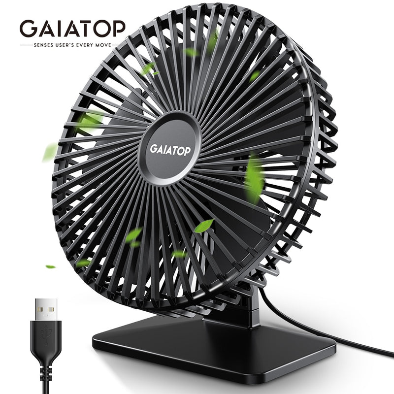 Produtos Ventilador de mesa GAIATOP USB com ajuste de rotação de 90 ° Ventilador de resfriamento portátil 4 velocidades ultra silencioso