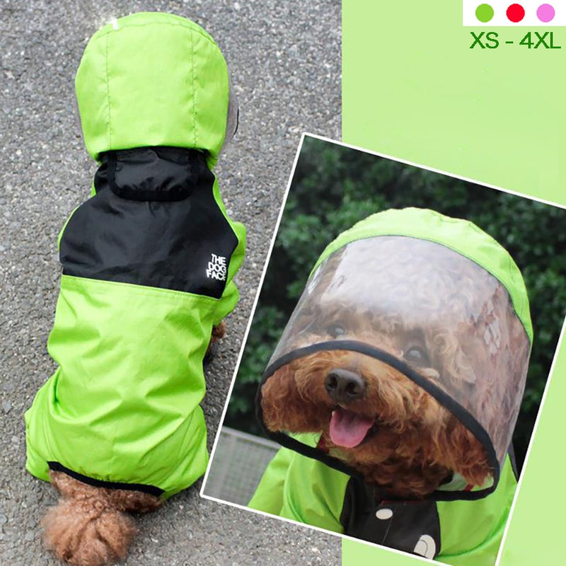 Capa de chuva para cães de estimação Macacão com capuz tranparente para cães Casaco dágua  Roupas resistentes a agua para cães Gatos.