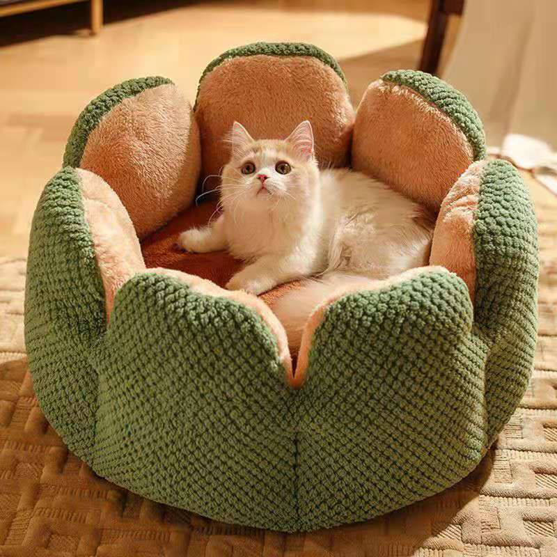 Cama para gatos Camas para cães em forma de petela canil inverno quente casa para gatinhos Cesta redonda de pelucia macia para animais de estimação.